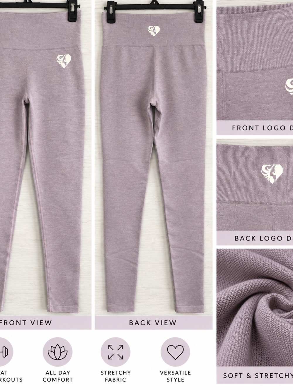 High-Rise Lavender Women's Active Leggings - Brand